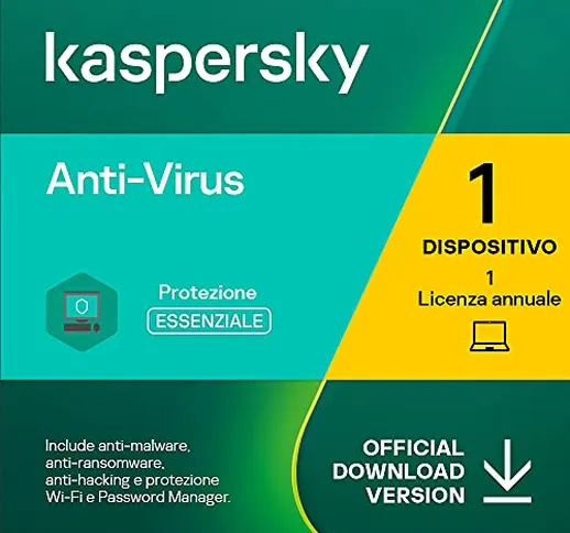 Kaspersky Anti-Virus 2022 | 1 Dispositivo | 1 Anno | PC | Codice d'attivazione via email