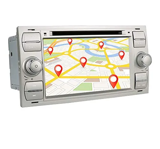 Android 10 2 Din Navigazione GPS per auto Autoradio Bluetooth con schermo da 7 pollici Ada...