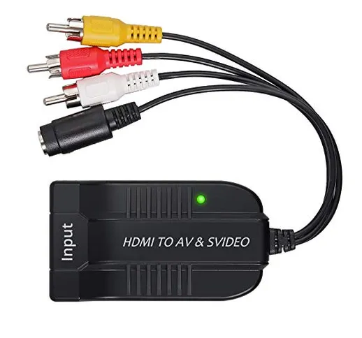 LiNKFOR Convertitore HDMI a AV Composito S-Video 1080P Convertitore Video Componente Masch...