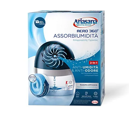 Ariasana Aero 360° kit Assorbiumidità in Plastica Riciclata, Deumidificatore non Elettrico...