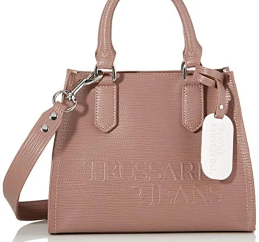 Trussardi Jeans T-Tote SM Saffiano High Freque, Borsa Donna, Rosa (Dark Pink), 10x20x25 cm...