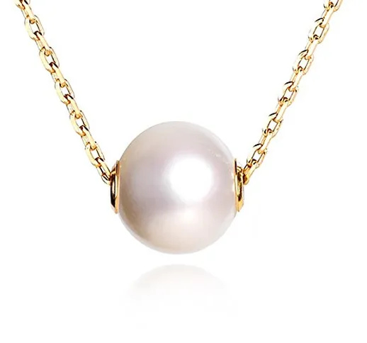 Dalwa, collana con perla per donna con ciondolo in oro, perla d'acqua dolce, 14 carati 585...