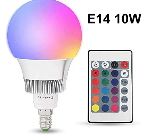 Lampadine LED Colorate E14,10W RGBW Dimmerabile Edison Cambiare Colore Lampadina con Telec...