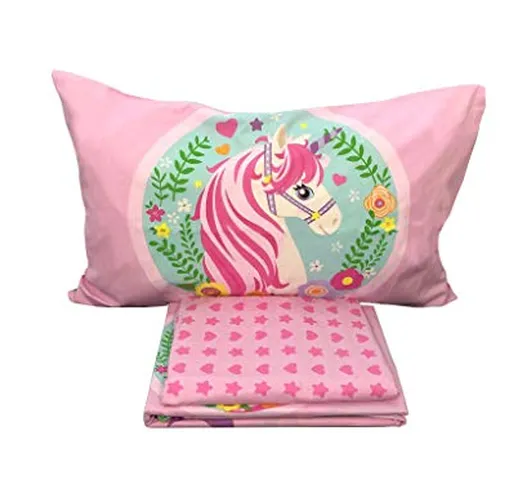 Unicorno Completo Letto, Rosa, 150 x 290