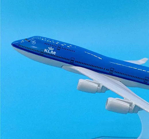 FJCY Modello di Aereo KLM Boeing 747 in Metallo da 16 cm Modello di Aereo KLM B747