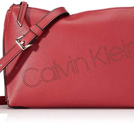 Calvin Klein Punched Ew Xbody - Borse a tracolla Donna, Rosso (Tibetan Red), 6x17x24 cm (W...