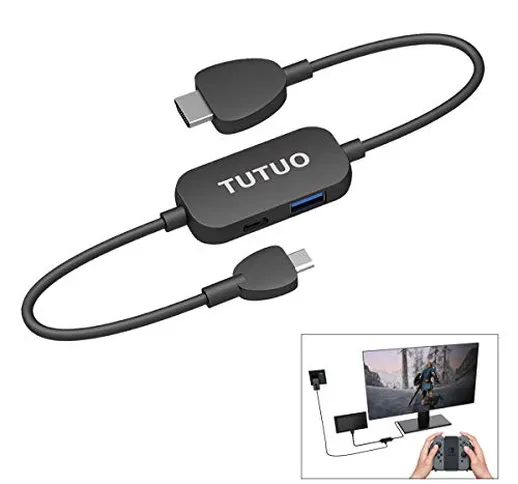 TUTUO per Nintendo Switch Dock, Adattatore USB C a HDMI con Cavo HDMI (1m), USB 3.0 e USB...