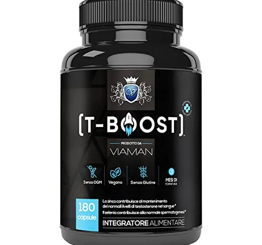 T-Boost Testosterone - Testosterone Massa Muscolare - 180 Capsule per 3 Mesi - Contiene 12...