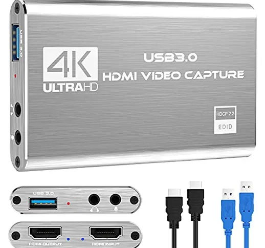 Rybozen Scheda di acquisizione video audio 4K, dispositivo di acquisizione video HDMI USB...