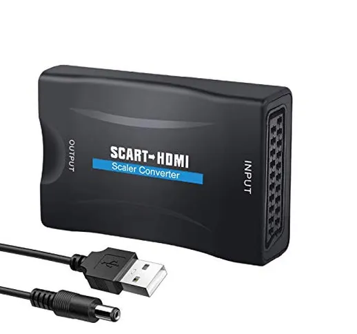 Convertitore da SCART a HDMI Adattatore Audio Stereo HD Video Composito per SKY HD Blu Ray...