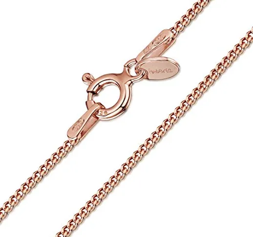 Amberta Collana da Donna in Argento Sterling 925 Placcata oro Rosa 14 Carati Maglia Barbaz...