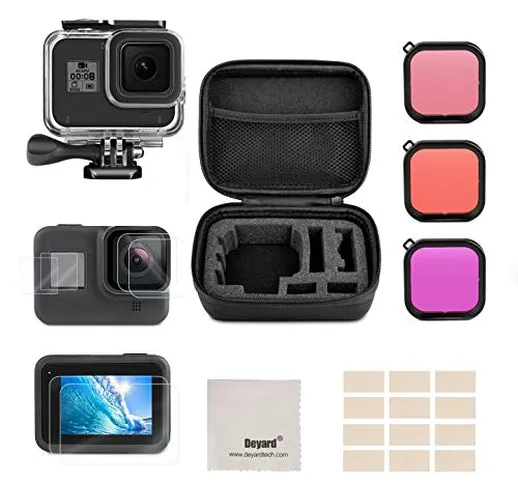 Deyard Kit di accessori per GoPro Hero 8 Black con custodia antiurto + custodia impermeabi...