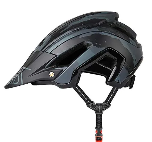 Yiesing Ciclo Casco, Casco Leggero Mountain Bike 300g 56-60cm con Visiera Staccabile, Rego...