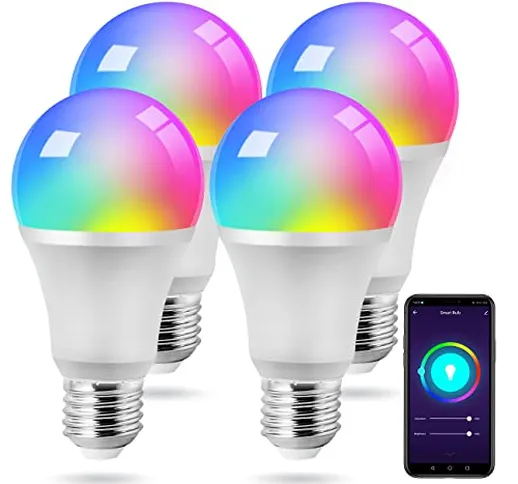 Lampadine LED Alexa Intelligente, Dimmerabile Lampadina WiFi Multicolor ,E27 9W 800lm,Comp...