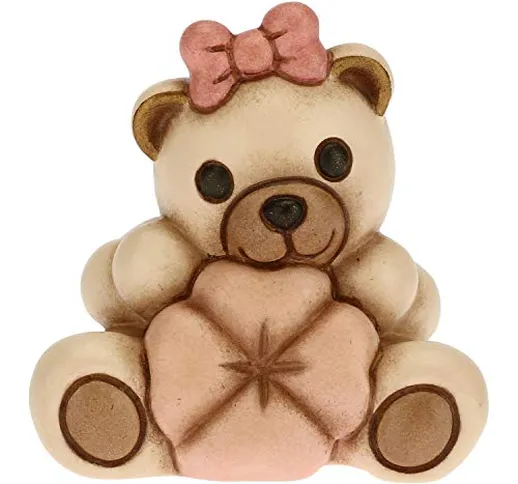 THUN - Bomboniera Teddy con Quadrifoglio Portafortuna Rosa - Bomboniera Bambina - Bombonie...