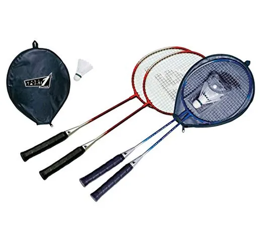 Palm Set Badminton Bambini 2 Racchette con volano 2 Pezzi, con Fodera Inclusa Colori Assor...