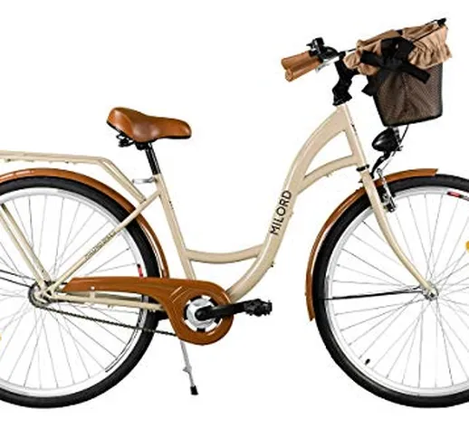 Milord. Comfort Bike, Bicicletta da Città Donna, 1 velocità, Marrone, 26"