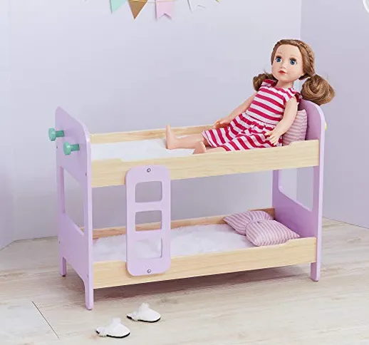 Olivia's Little World- Letto a Castello in Legno per Bambole, Colore Rosa, TD-12867A