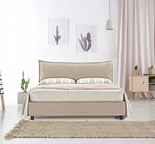 EVERGREENWEB Letto Matrimoniale con rete 160x200 e Moderno Box Contenitore e Rete a Doghe...