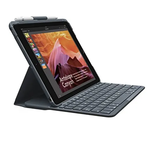 Logitech Slim Folio Custodia per iPad con Tastiera Wireless Bluetooth, iPad 5a/6a ‎Generaz...