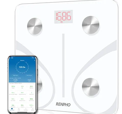 RENPHO Bilancia Pesapersone Intelligente Bluetooth Bilancia Pesa Persona Digitale con App...