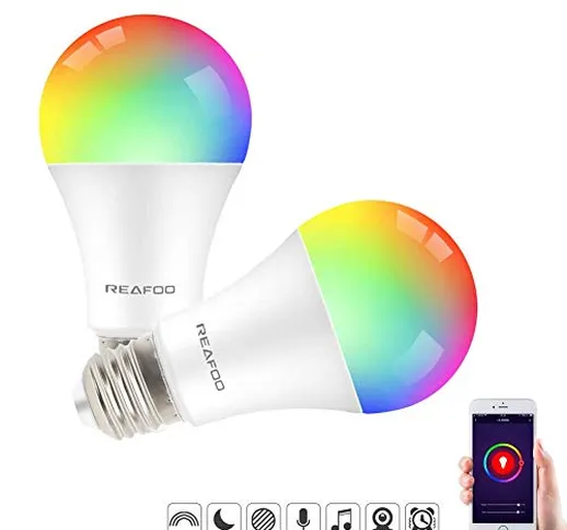 REAFOO Lampadina Smart Alexa E27 9W LED Lampadine Wif Intelligente Multicolore con Luci Ca...