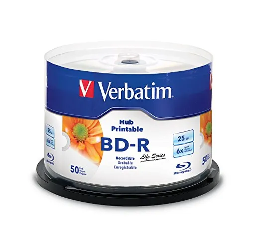 Verbatim BD-R Blu-Ray 25 GB 6X Bianco Inkjet Hub stampabile – Cakebox 50 Pezzi