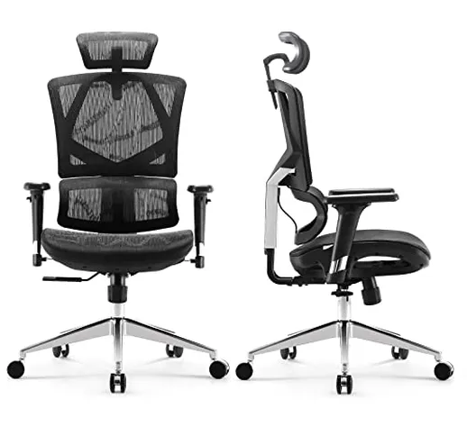 SIHOO - Sedia da ufficio ergonomica, schienale alto in rete traspirante con schienale rego...