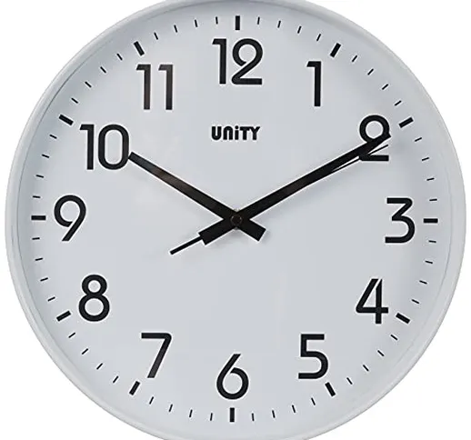 Unity, Fradley, orologio da parete, 22 cm, silenzioso, moderno, nero, 30 x 30 x 5 cm (Bian...
