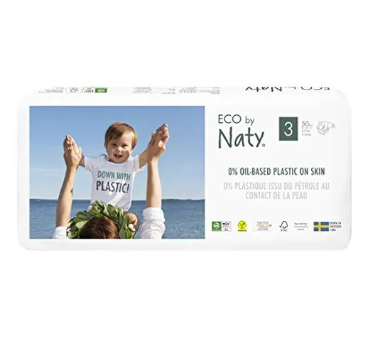 Eco by Naty, Taglia 3, 100 pannolini, 4-9kg, Pannolino ecologico premium a base vegetale c...