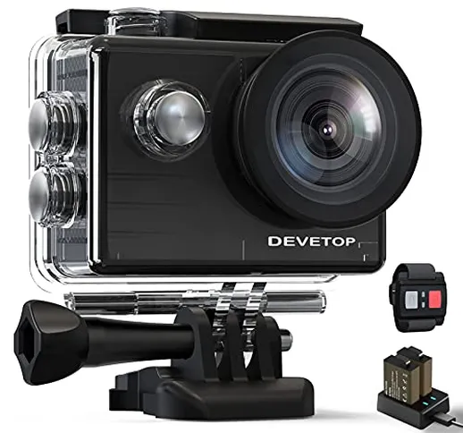 DEVETOP Action Cam 4K Fotocamera Subacquea 20MP Ultra HD Sport Camera 40M Impermeabile con...