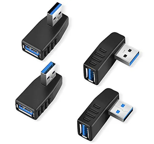 ELUTENG Adattatore USB 3.0 da Tipo A Maschio a Femmina ad Angolo su/Giù Retto Testa di Con...