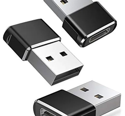 Adattatore USB C Femmina a USB Maschio 3 Pezzi,Connettore Cavo Caricatore Tipo C per Apple...