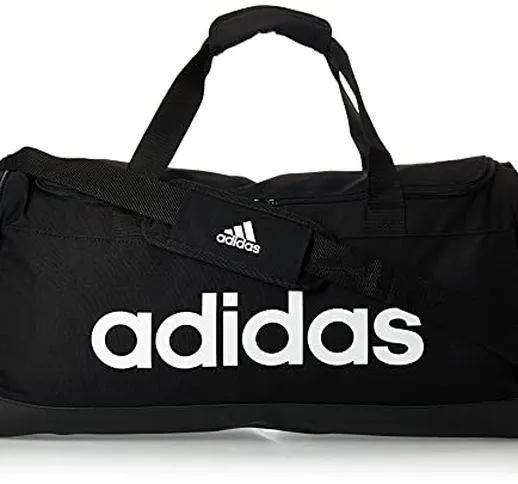 Adidas Linear - Borsa, taglia unica, colore: Nero/Bianco