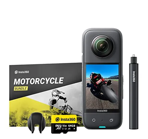 Insta360 X3 Kit Moto - Action Cam 360 impermeabile con sensore da 1/2", foto 360 da 72MP,...