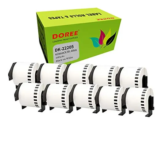 DOREE DK-22205 DK22205 - Rotoli di etichette compatibili con Brother P-Touch QL-500 QL-500...