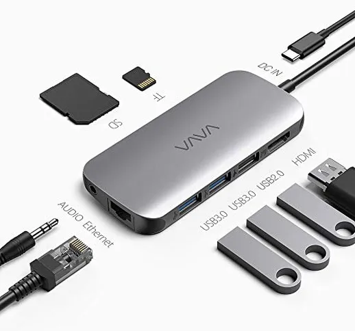 Hub USB C VAVA Adattatore USB C 9 in1 per MacBook Pro/Air con USB-C 4K HDMI 3.5mm Audio1Gb...