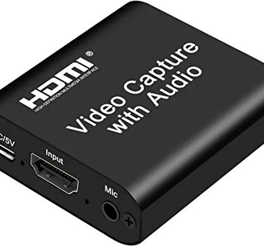 Rybozen Audio Video Scheda di acquisizione HDMI con Loop out, USB 2.0 4K HD 1080P 60FPS Sc...