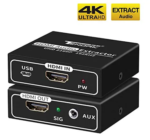 Estrattore audio Tendak HDMI, adattatore audio da HDMI a HDMI + 3,5 mm, supporto splitter...