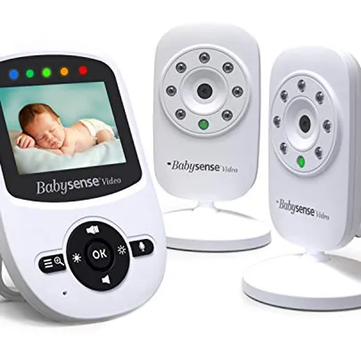 BabySense Video Baby Monitor con due fotocamere digitali, visione notturna a infrarossi, c...