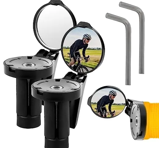 Sporgo - Specchio pieghevole per manubrio della bicicletta, 2 pezzi, mini specchietto retr...