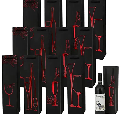 Sacchetti regalo per vino, 12 PCS Sacchetto Regalo per Vino, Sacchetti Vino Kraft Buste Ca...