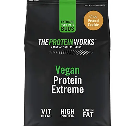 Proteina Vegana Extreme In Polvere | Biscotto Arachidi & Cioccolato | 100% a base vegetale...