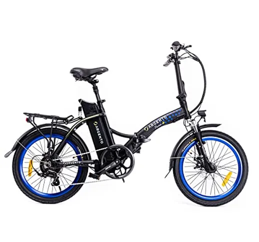 Argento Piuma+, Bicicletta Elettrica da Città Pieghevole Unisex Adulto, Blu, 42