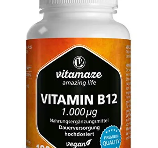Vitamaze® Vitamina B12 1000 mcg Alto Dosaggio Metilcobalamina Pura, 180 Compresse Vegan Fo...