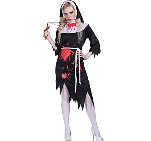 EraSpooky Adulto Zombie Costume da Suora Satanico Sister Atto Vestito per Halloween