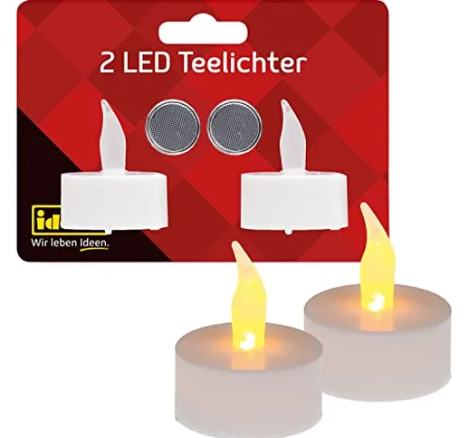 Idena 408982 - Candele a LED, 2 pezzi, candele elettriche con luce intermittente, batterie...