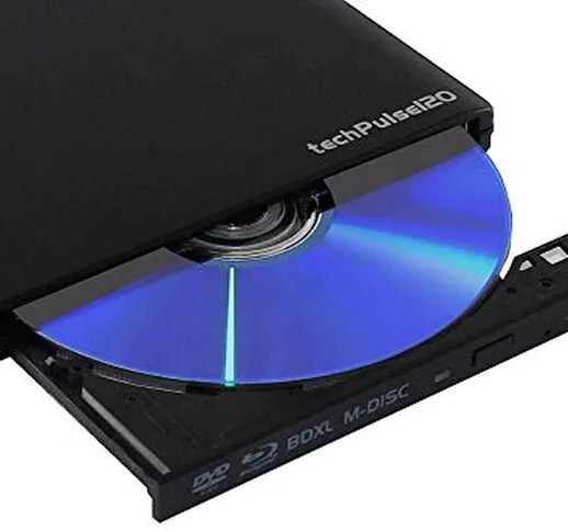techPulse120 UHD 4k 3D M-Disc Nero BDXL Lettore USB 3.0 & Type C Blu-Ray Burner Superdrive...