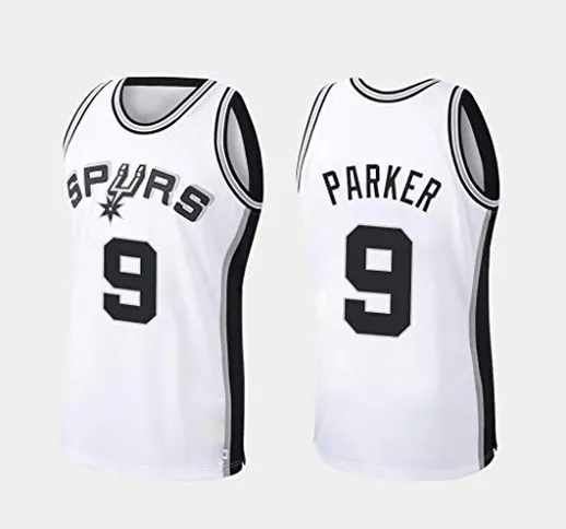 canottejerseyNBA Tony Parker- San Antonio Spurs #9 Retro Vintage, Basket Jersey Maglia Can...