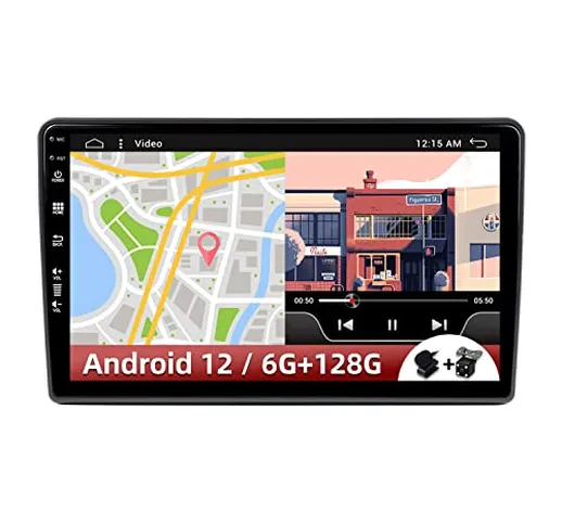 10 pollici 2 Din Android 12 Autoradio Telecamera di retromarcia e microfono Supporto gratu...